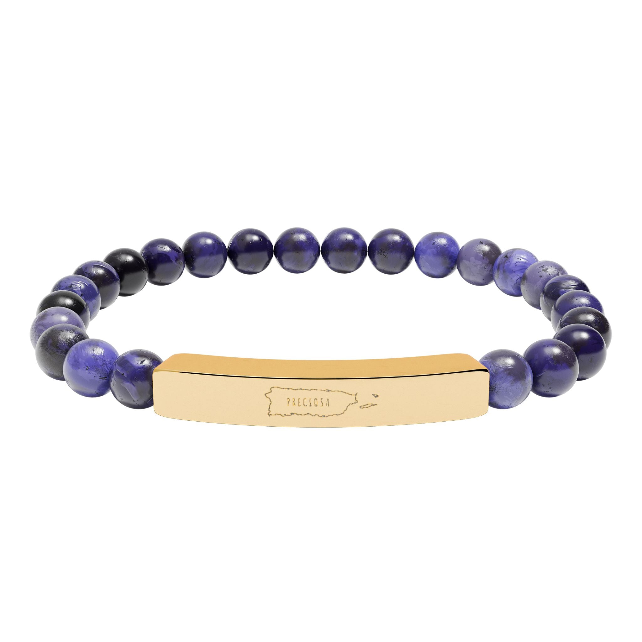 Preciosa - Natural Stone Engraved Bar Bracelet