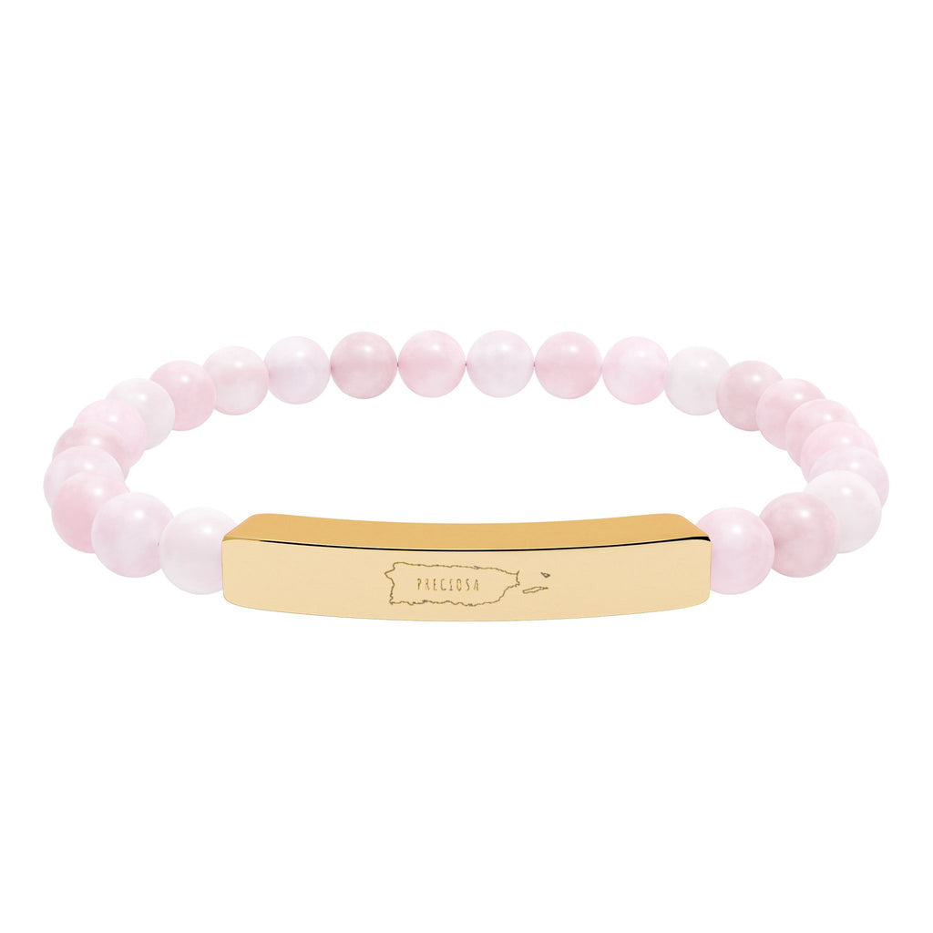 Preciosa - Natural Stone Engraved Bar Bracelet