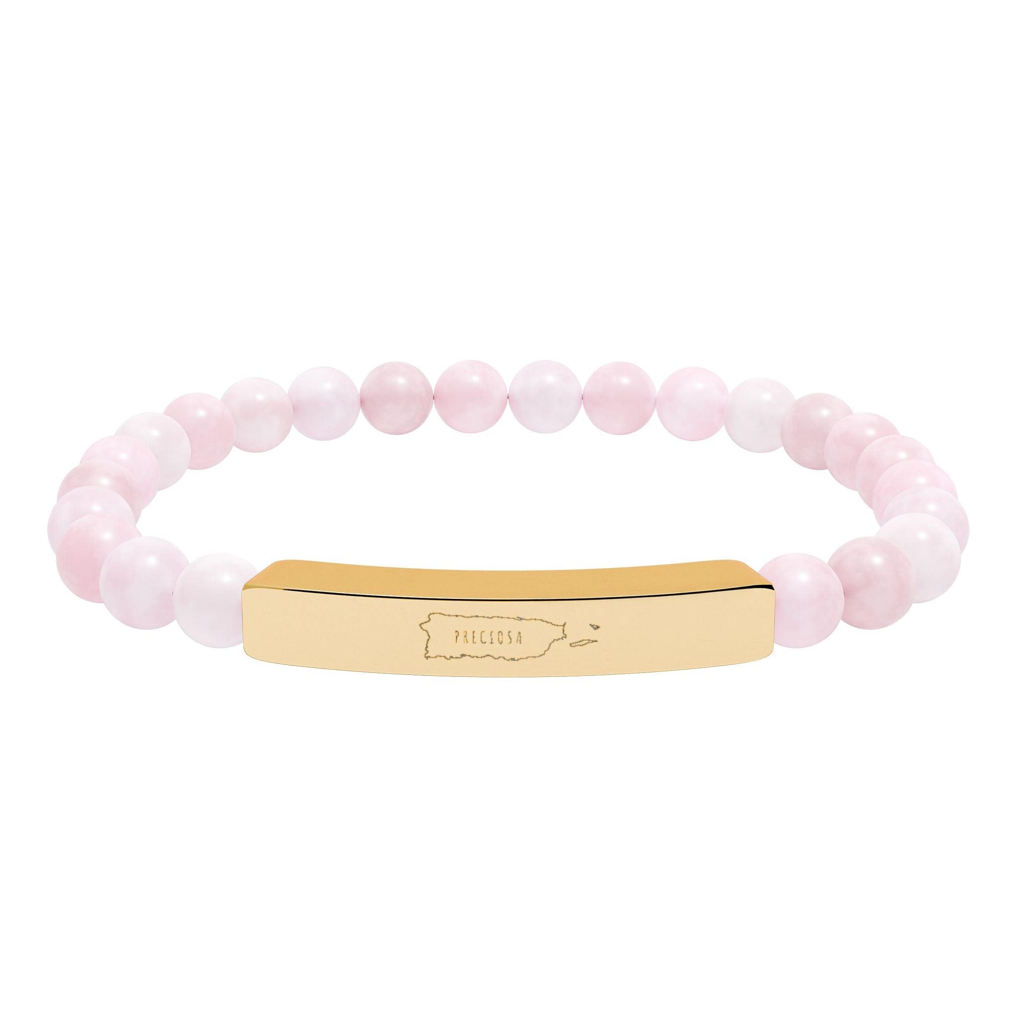 Preciosa - Natural Stone Engraved Bar Bracelet