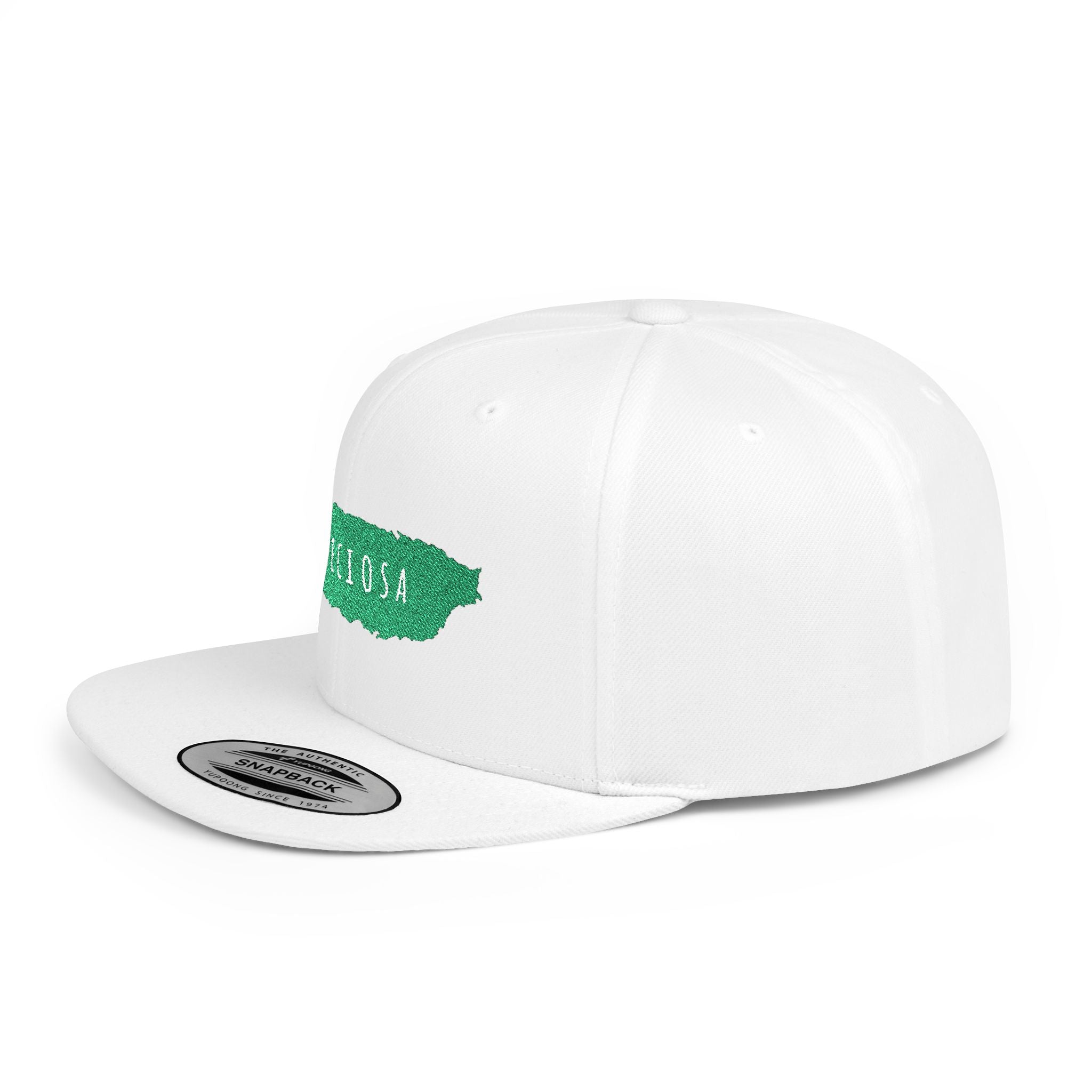 Preciosa Puerto Rico Map Snapback Hat — Flat Bill Adjustable Cap Verde Bosque