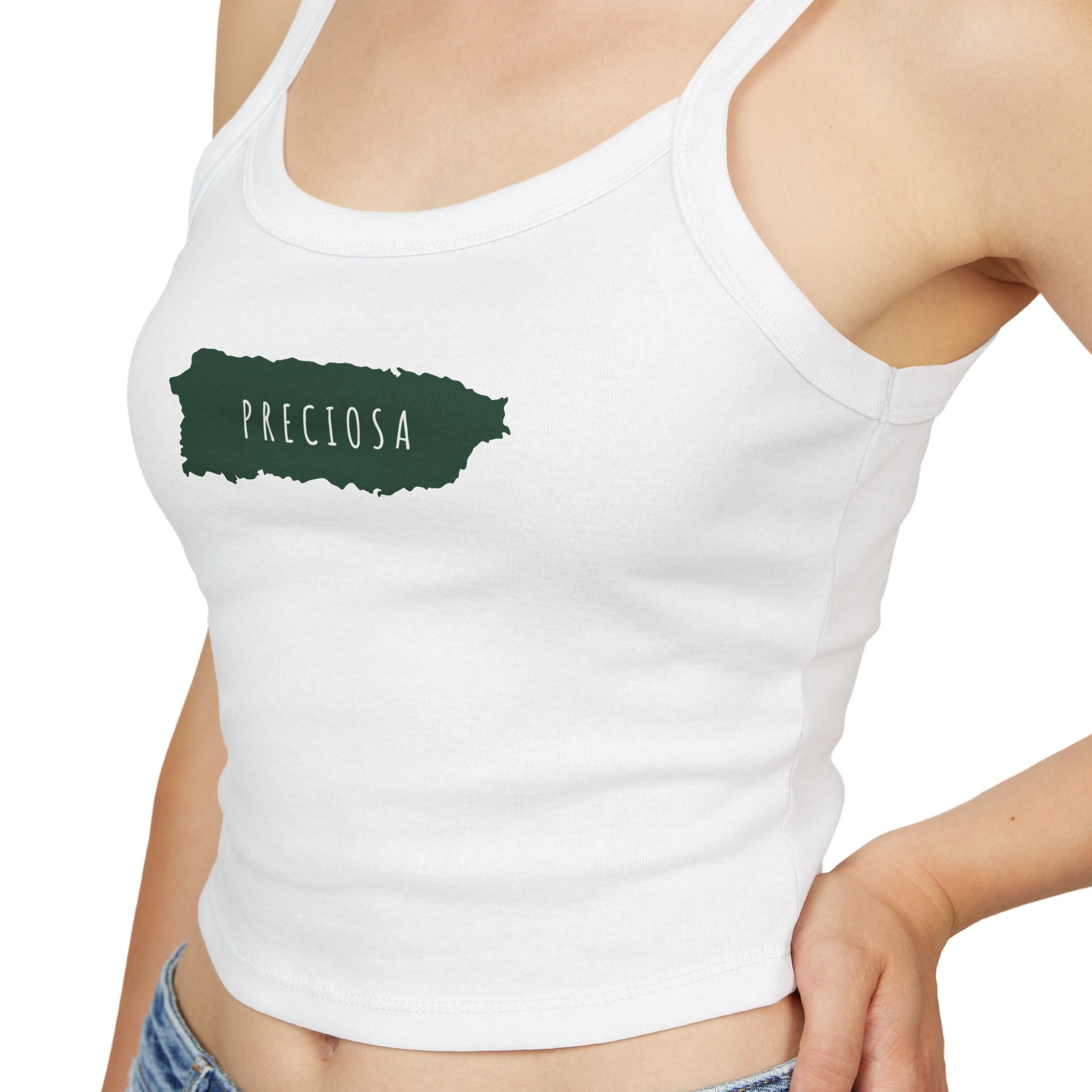 Preciosa Spaghetti Strap Tank Top - Verde Bosque