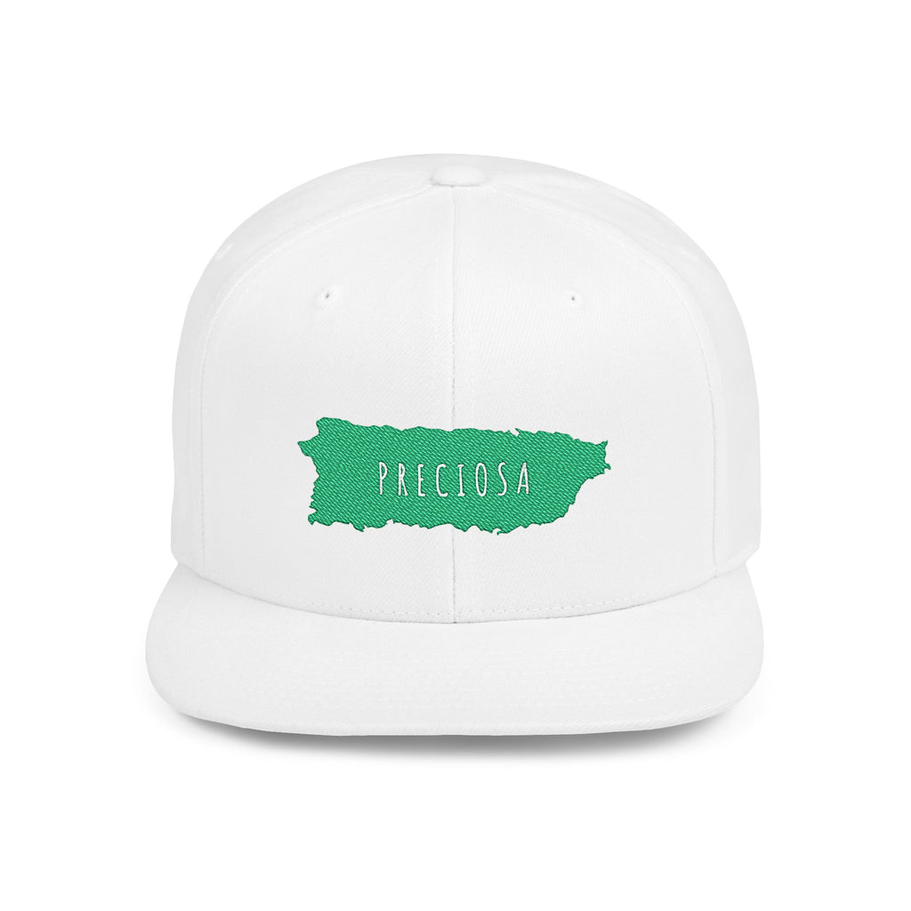 Preciosa Puerto Rico Map Snapback Hat — Flat Bill Adjustable Cap Verde Bosque
