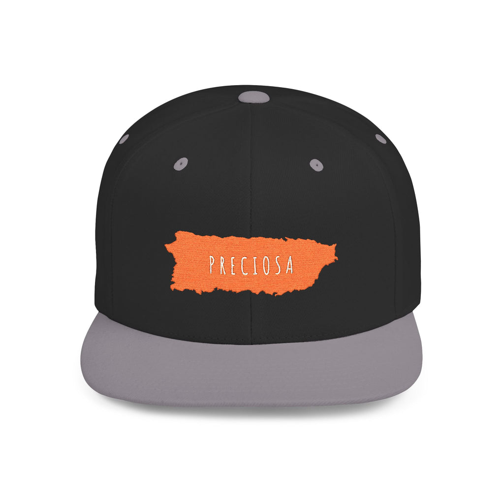 Preciosa Puerto Rico Map Snapback Hat — Flat Bill Adjustable Cap Mango