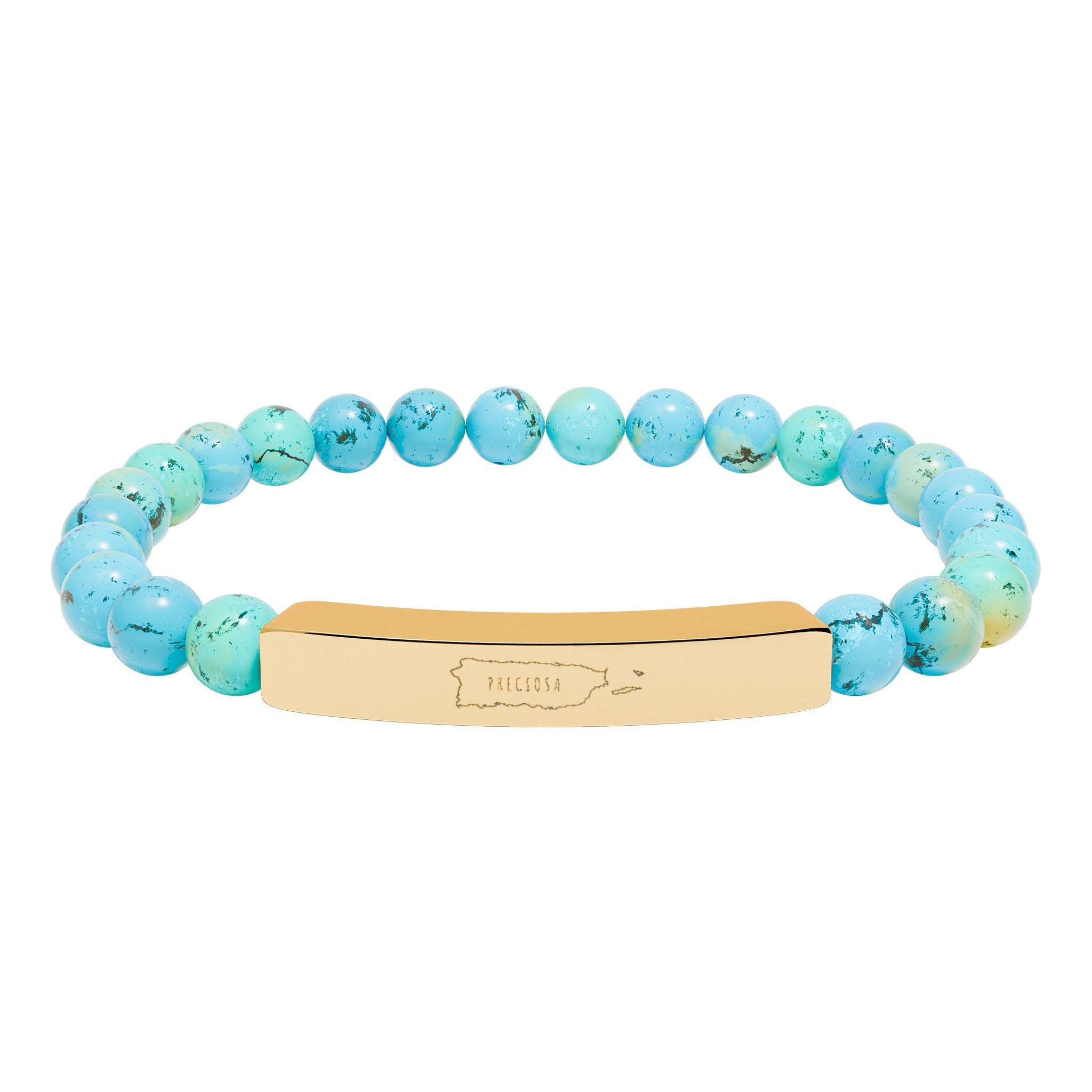 Preciosa - Natural Stone Engraved Bar Bracelet